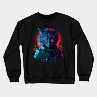 Cyberpunk neon cat Crewneck Sweatshirt